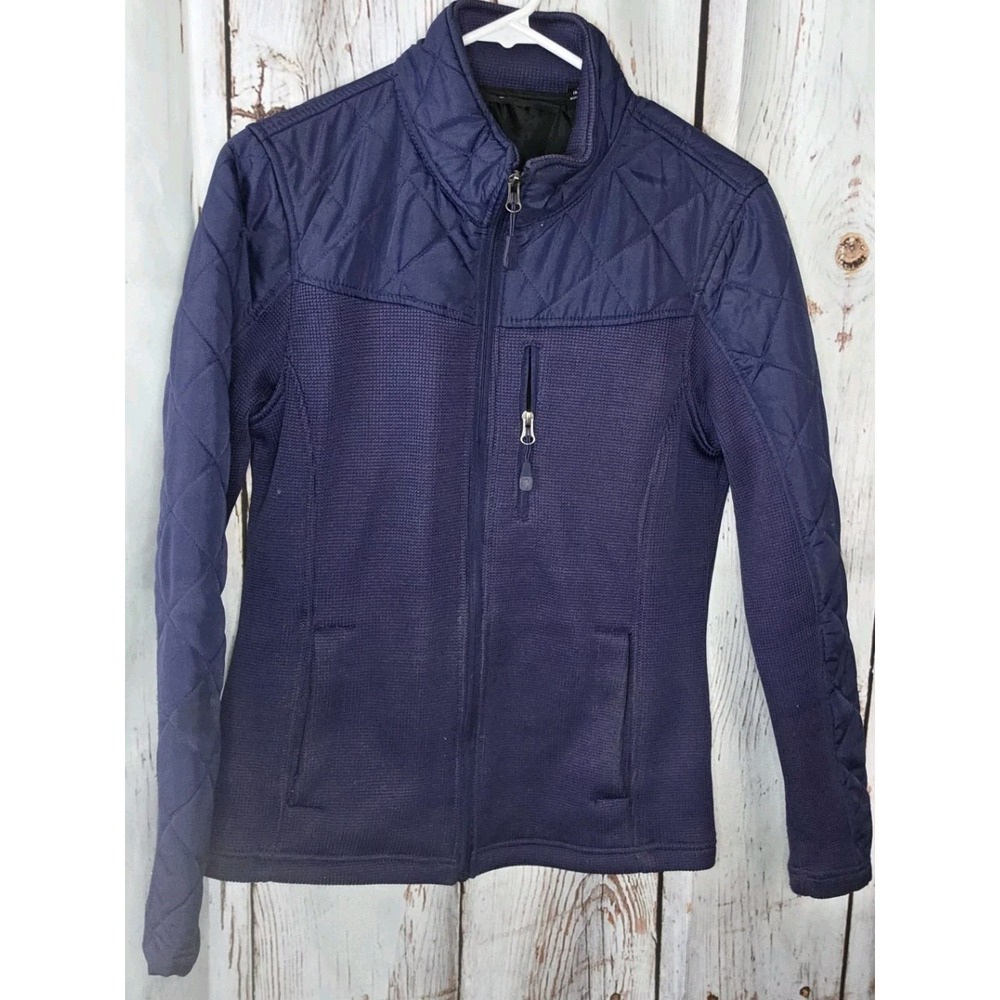 Swiss Tech Jacket Plum Purple M Thermal Waffle Knit Pocket Full Zip Collar Sport
